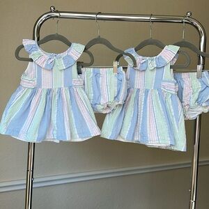 TWIN Janie & Jack Plaid Seersucker Pastel Dresses